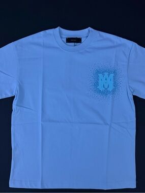 AMIRI Light Blue Short Sleeve Graphic Crewneck Tee